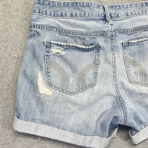 Hollister Easy Fit Boyshort Shorts Women’s 31 Low Rise Light Wash Button Fly - Picture 9 of 15